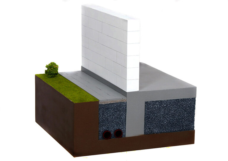 Model základu pěnového skla v měřítku velikost 60x60 cm pro stavební firmu v Příbramiměřítku velikost 60x60 cm
